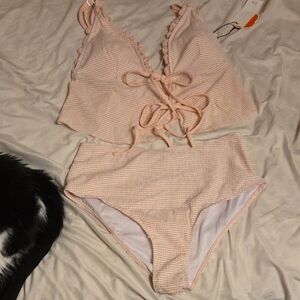 Cider Peach Striped Swimwear